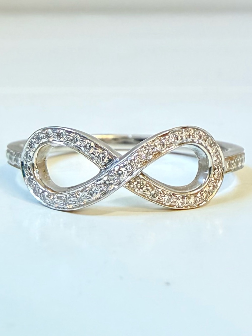 Tiffany & Co Diamond and Platinum Infinity Ring Size 6 3/4 (N)